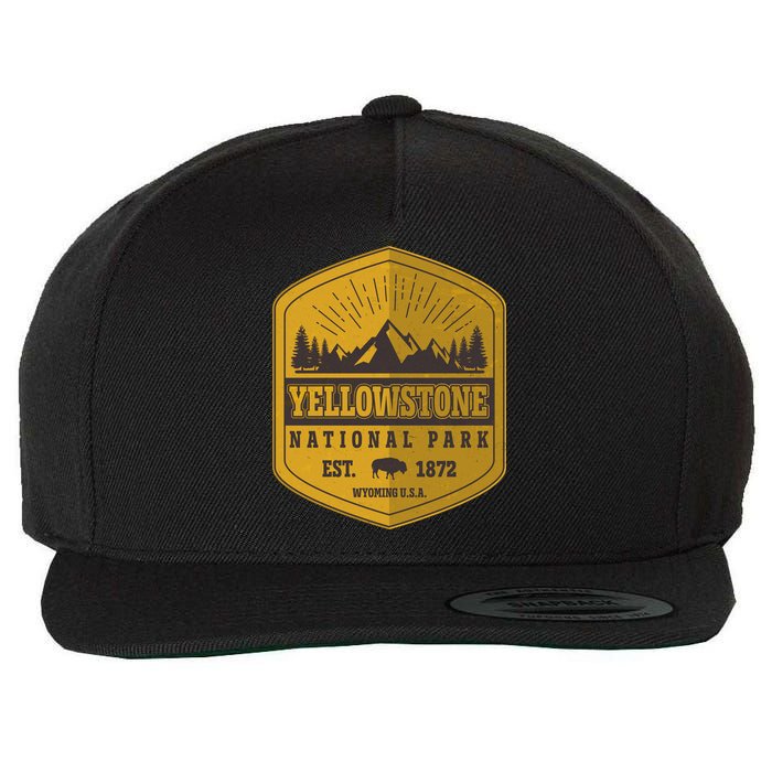 Yellowstone National Park Est 1872 Wyoming USA Gold Emblem Wool Snapback Cap