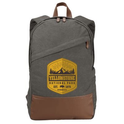 Yellowstone National Park Est 1872 Wyoming USA Gold Emblem Cotton Canvas Backpack