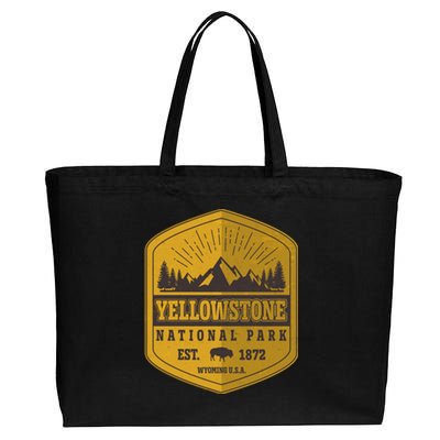 Yellowstone National Park Est 1872 Wyoming USA Gold Emblem Cotton Canvas Jumbo Tote