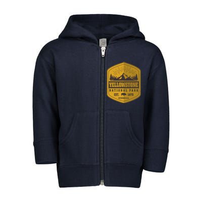 Yellowstone National Park Est 1872 Wyoming USA Gold Emblem Toddler Zip Fleece Hoodie