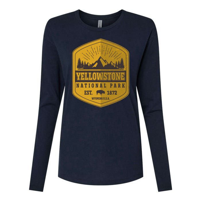 Yellowstone National Park Est 1872 Wyoming USA Gold Emblem Womens Cotton Relaxed Long Sleeve T-Shirt