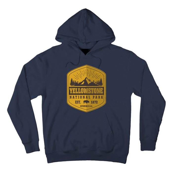 Yellowstone National Park Est 1872 Wyoming USA Gold Emblem Hoodie