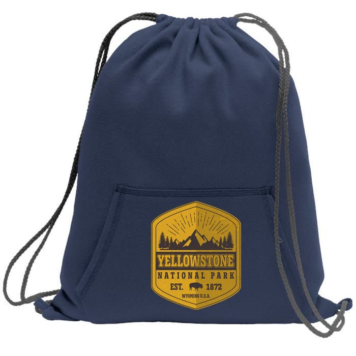 Yellowstone National Park Est 1872 Wyoming USA Gold Emblem Sweatshirt Cinch Pack Bag