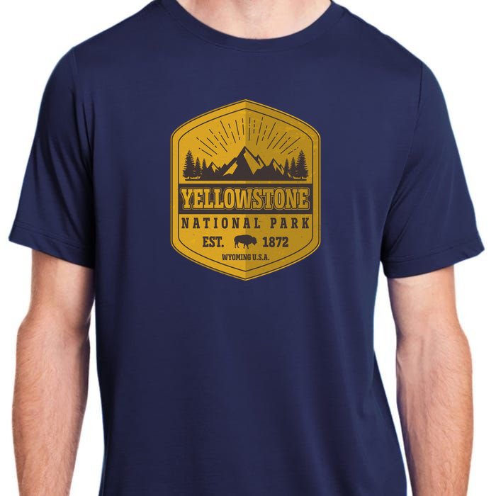 Yellowstone National Park Est 1872 Wyoming USA Gold Emblem Adult ChromaSoft Performance T-Shirt