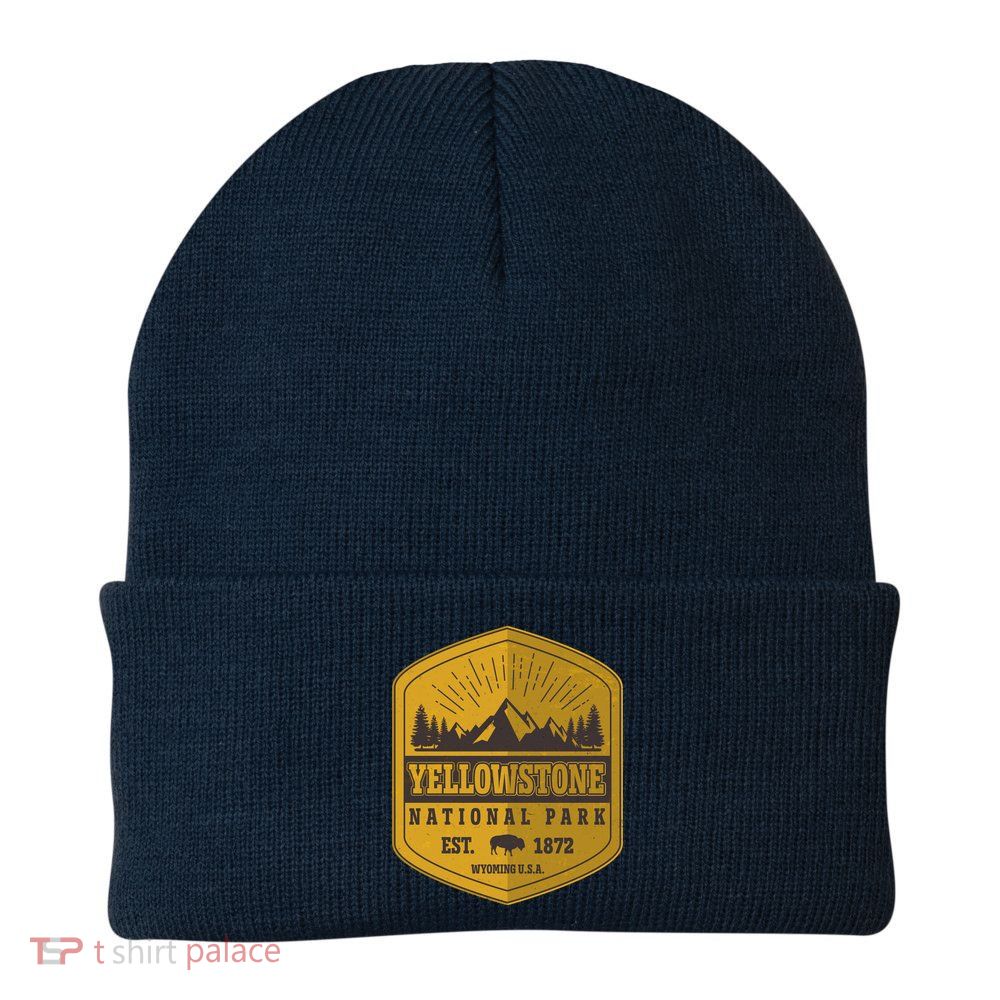 Yellowstone National Park Est 1872 Wyoming USA Gold Emblem Beanie