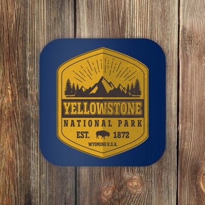 Yellowstone National Park Est 1872 Wyoming USA Gold Emblem Coaster