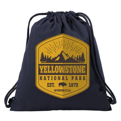 Yellowstone National Park Est 1872 Wyoming USA Gold Emblem Drawstring Bag