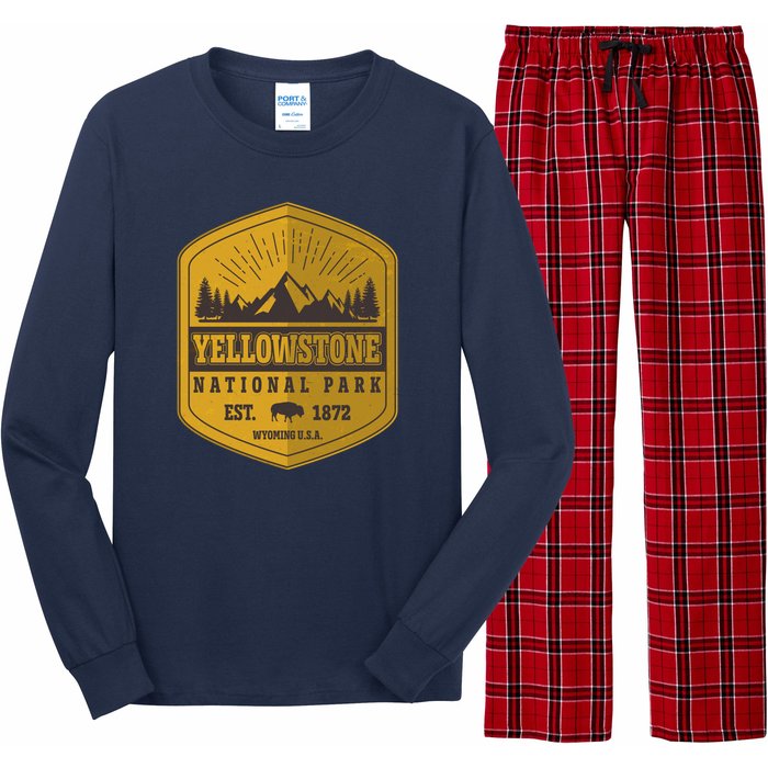 Yellowstone National Park Est 1872 Wyoming USA Gold Emblem Long Sleeve Pajama Set