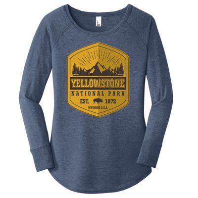 Yellowstone National Park Est 1872 Wyoming USA Gold Emblem Women's Perfect Tri Tunic Long Sleeve Shirt