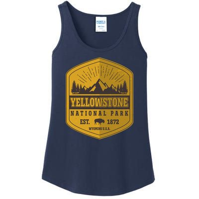 Yellowstone National Park Est 1872 Wyoming USA Gold Emblem Ladies Essential Tank