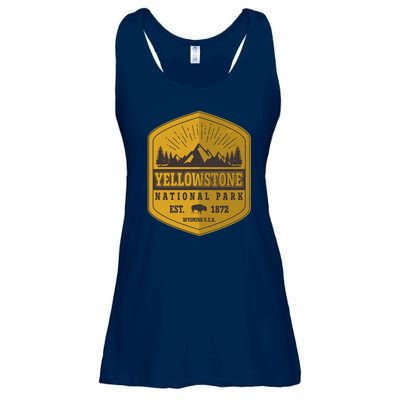 Yellowstone National Park Est 1872 Wyoming USA Gold Emblem Ladies Essential Flowy Tank