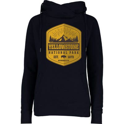 Yellowstone National Park Est 1872 Wyoming USA Gold Emblem Womens Funnel Neck Pullover Hood