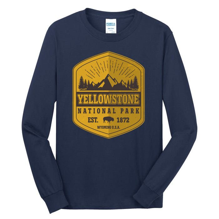 Yellowstone National Park Est 1872 Wyoming USA Gold Emblem Tall Long Sleeve T-Shirt