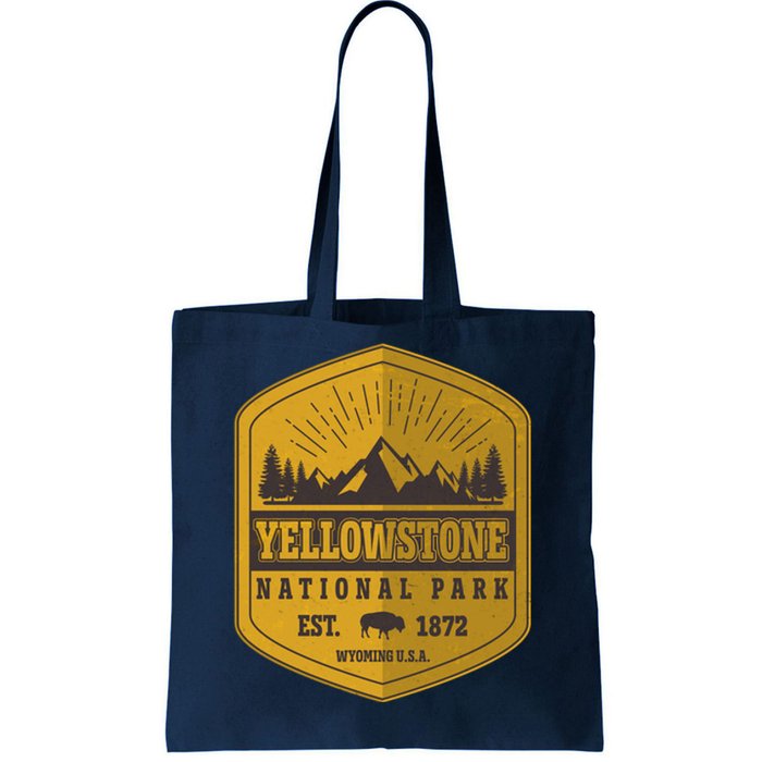 Yellowstone National Park Est 1872 Wyoming USA Gold Emblem Tote Bag