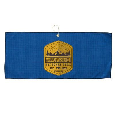 Yellowstone National Park Est 1872 Wyoming USA Gold Emblem Large Microfiber Waffle Golf Towel