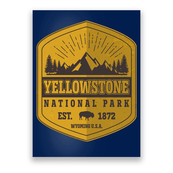 Yellowstone National Park Est 1872 Wyoming USA Gold Emblem Poster