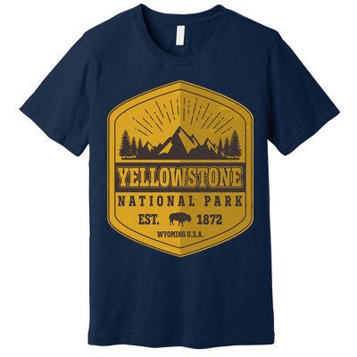 Yellowstone National Park Est 1872 Wyoming USA Gold Emblem Premium T-Shirt