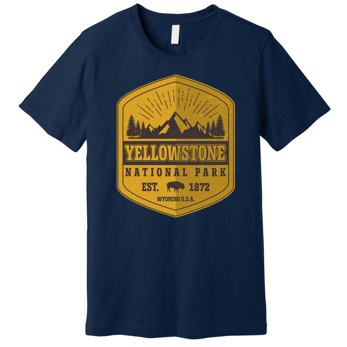 Yellowstone National Park Est 1872 Wyoming USA Gold Emblem Premium T-Shirt