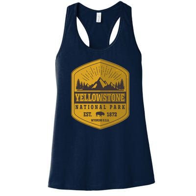 Yellowstone National Park Est 1872 Wyoming USA Gold Emblem Women's Racerback Tank