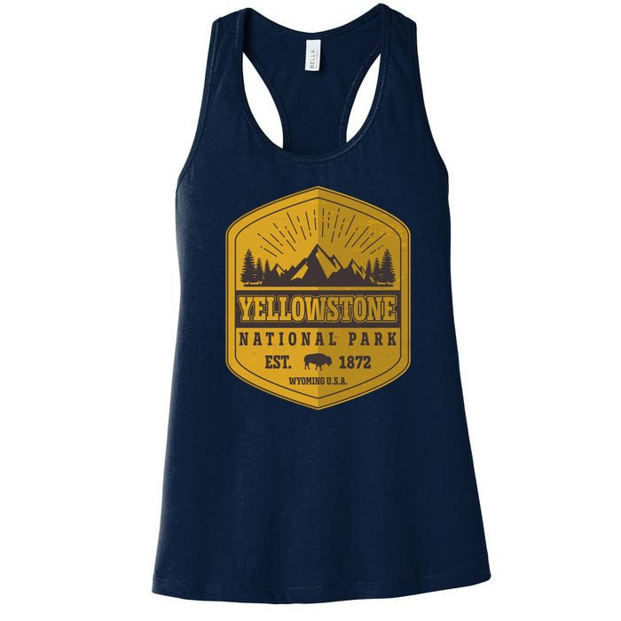 Yellowstone National Park Est 1872 Wyoming USA Gold Emblem Women's Racerback Tank