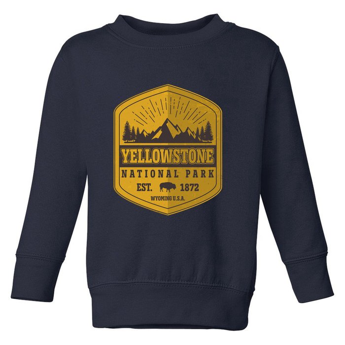 Yellowstone National Park Est 1872 Wyoming USA Gold Emblem Toddler Sweatshirt