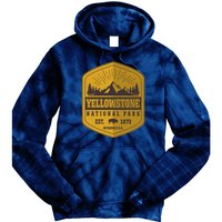 Yellowstone National Park Est 1872 Wyoming USA Gold Emblem Tie Dye Hoodie