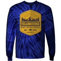 Yellowstone National Park Est 1872 Wyoming USA Gold Emblem Tie-Dye Long Sleeve Shirt