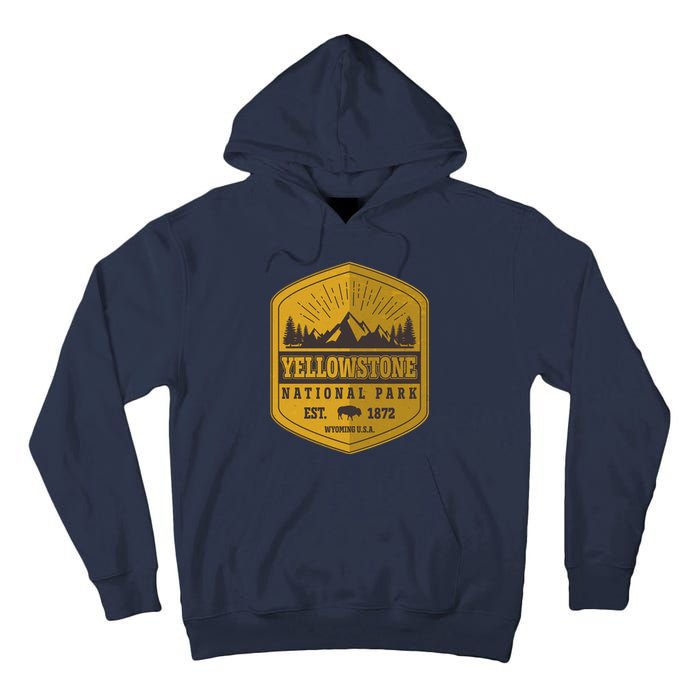 Yellowstone National Park Est 1872 Wyoming USA Gold Emblem Tall Hoodie