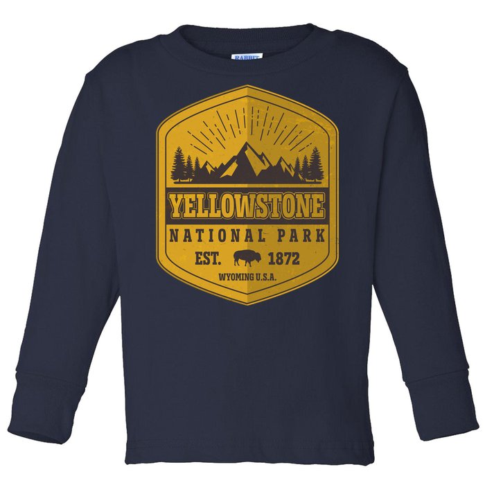 Yellowstone National Park Est 1872 Wyoming USA Gold Emblem Toddler Long Sleeve Shirt