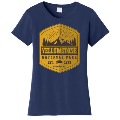 Yellowstone National Park Est 1872 Wyoming USA Gold Emblem Women's T-Shirt