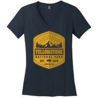 Yellowstone National Park Est 1872 Wyoming USA Gold Emblem Women's V-Neck T-Shirt