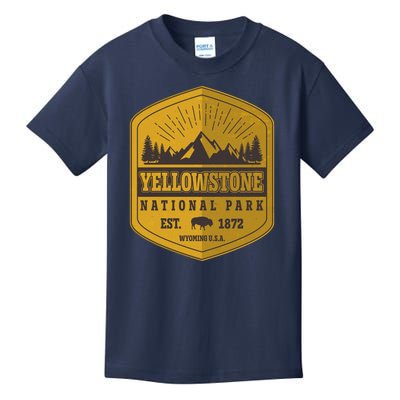 Yellowstone National Park Est 1872 Wyoming USA Gold Emblem Kids T-Shirt