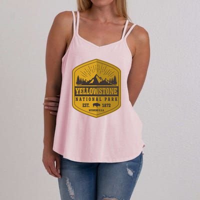 Yellowstone National Park Est 1872 Wyoming USA Gold Emblem Women's Strappy Tank