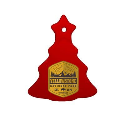 Yellowstone National Park Est 1872 Wyoming USA Gold Emblem Ceramic Tree Ornament