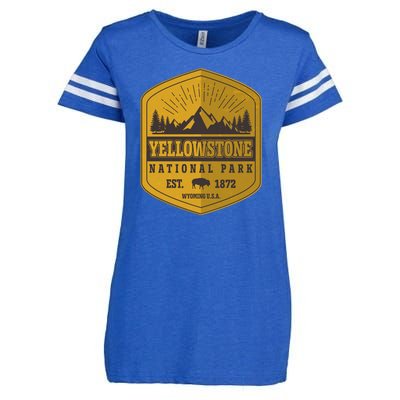 Yellowstone National Park Est 1872 Wyoming USA Gold Emblem Enza Ladies Jersey Football T-Shirt