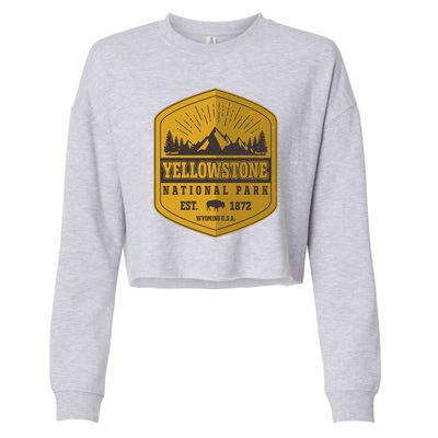 Yellowstone National Park Est 1872 Wyoming USA Gold Emblem Cropped Pullover Crew