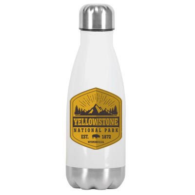 Yellowstone National Park Est 1872 Wyoming USA Gold Emblem Stainless Steel Insulated Water Bottle