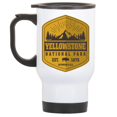 Yellowstone National Park Est 1872 Wyoming USA Gold Emblem Stainless Steel Travel Mug