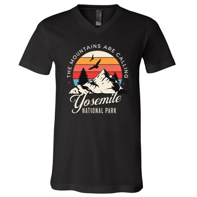 Yosemite National Park Camping Hiking Family Vacation V-Neck T-Shirt