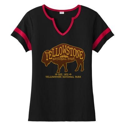 Yellowstone National Park EST 1872 Buffalo Logo Ladies Halftime Notch Neck Tee