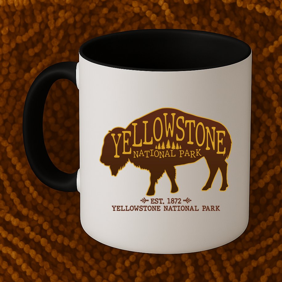 Yellowstone National Park EST 1872 Buffalo Logo Mug
