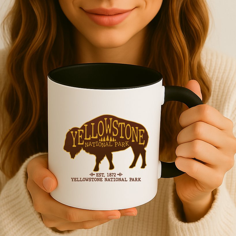 Yellowstone National Park EST 1872 Buffalo Logo Mug