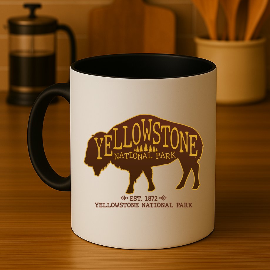 Yellowstone National Park EST 1872 Buffalo Logo Mug