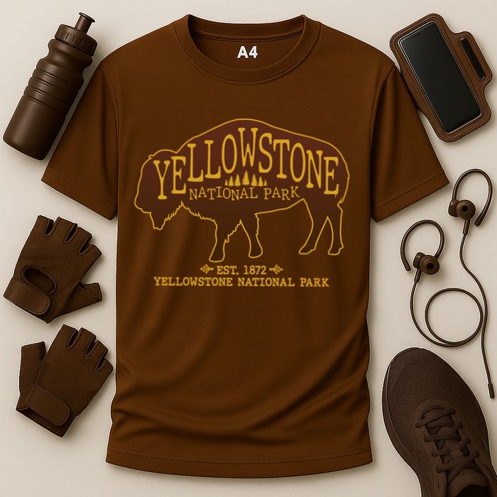 Yellowstone National Park EST 1872 Buffalo Logo Performance Shirt