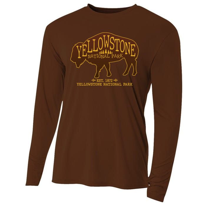 Yellowstone National Park EST 1872 Buffalo Logo Cooling Performance Long Sleeve Crew