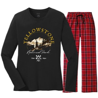 Yellowstone National Park Retro Vintage Apparel Souvenir Women's Long Sleeve Flannel Pajama Set 