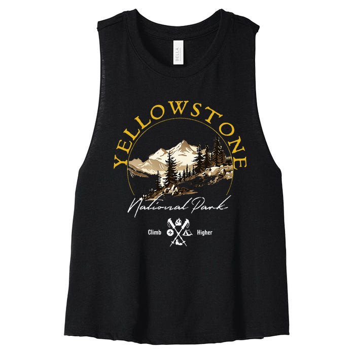 Yellowstone National Park Retro Vintage Apparel Souvenir Women's Racerback Cropped Tank