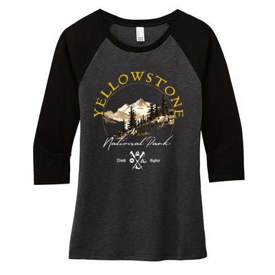 Yellowstone National Park Retro Vintage Apparel Souvenir Women's Tri-Blend 3/4-Sleeve Raglan Shirt