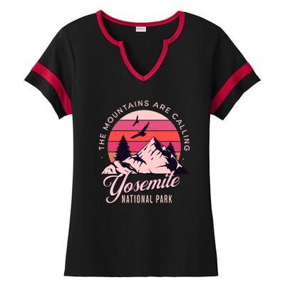 Yosemite National Park Camping Hiking Family Vacation Ladies Halftime Notch Neck Tee