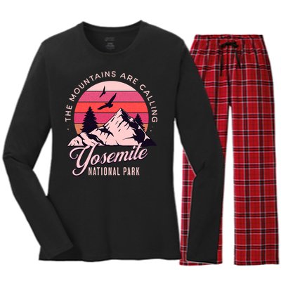 Yosemite National Park Camping Hiking Family Vacation Women's Long Sleeve Flannel Pajama Set 